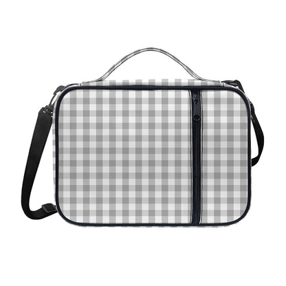 Grey And White Check Pattern Print Shoulder Strap Bible Bag