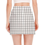 Grey And White Check Pattern Print Side Slit Mini Skirt