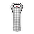 Grey And White Check Pattern Print Single Neoprene Wine Tote