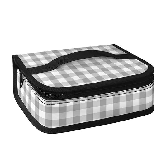Grey And White Check Pattern Print Small Lunch Bag