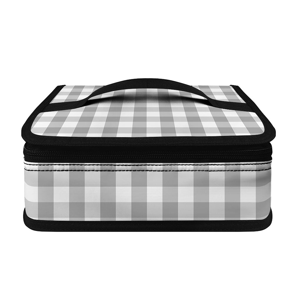 Grey And White Check Pattern Print Small Lunch Bag