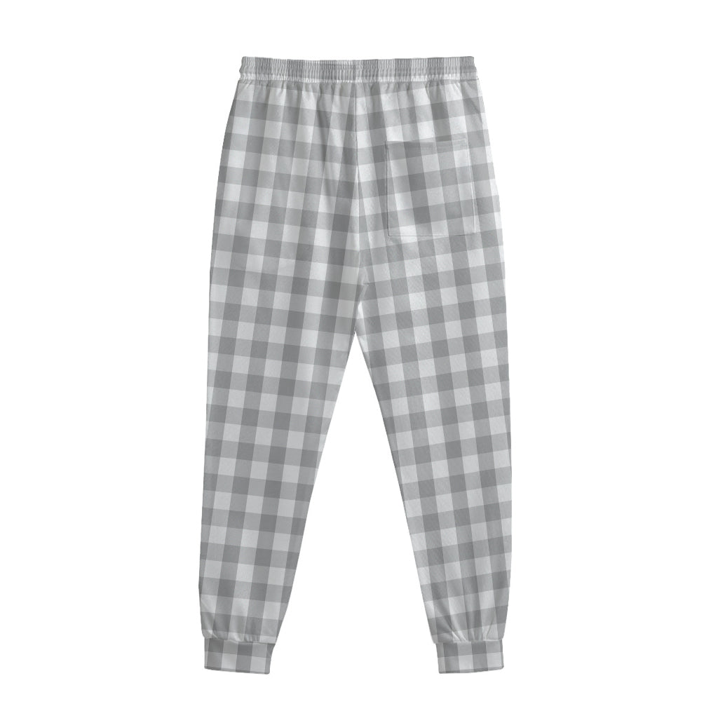 Grey And White Check Pattern Print Sweatpants