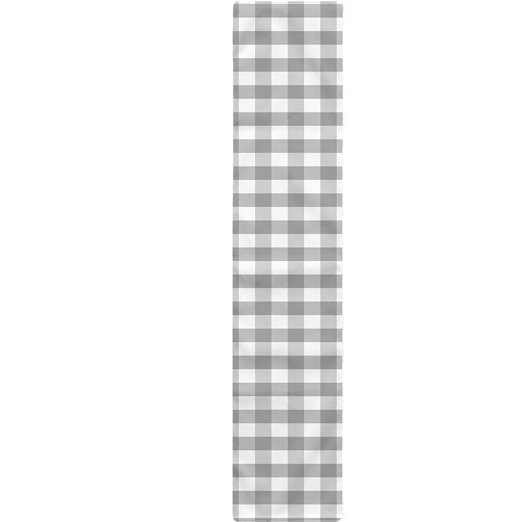 Grey And White Check Pattern Print Table Runner