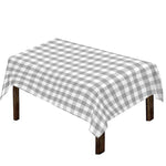 Grey And White Check Pattern Print Tablecloth