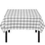 Grey And White Check Pattern Print Tablecloth