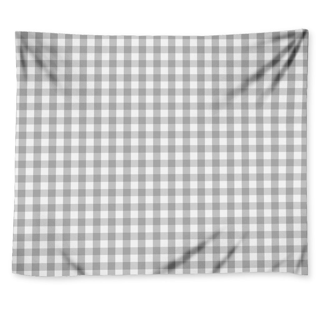 Grey And White Check Pattern Print Tapestry