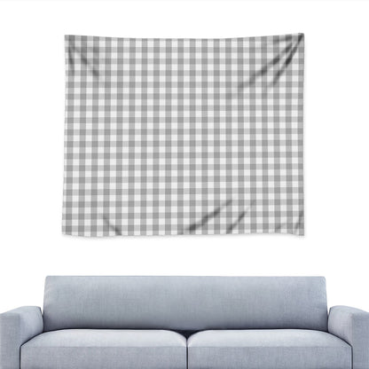 Grey And White Check Pattern Print Tapestry