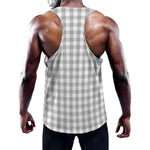 Grey And White Check Pattern Print Training Tank Top