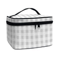 Grey And White Check Pattern Print Travel Makeup Bag