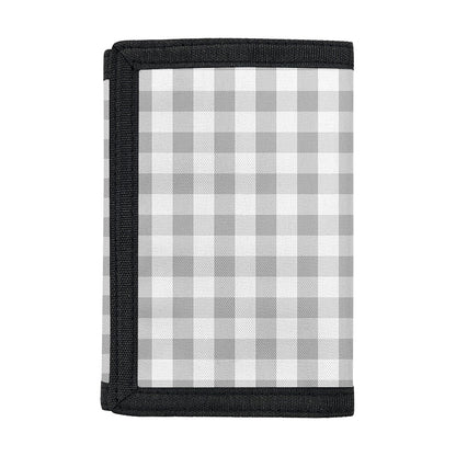 Grey And White Check Pattern Print Trifold Wallet
