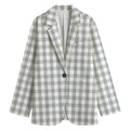 Grey And White Check Pattern Print Women's Blazer