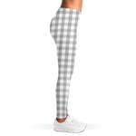 Grey And White Check Pattern Print Women's Leggings