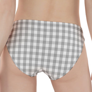 Grey And White Check Pattern Print Women's Panties