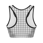 Grey And White Check Pattern Print Women's Sports Bra