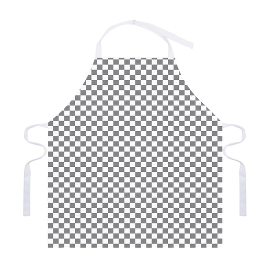 Grey And White Checkered Pattern Print Adjustable Apron