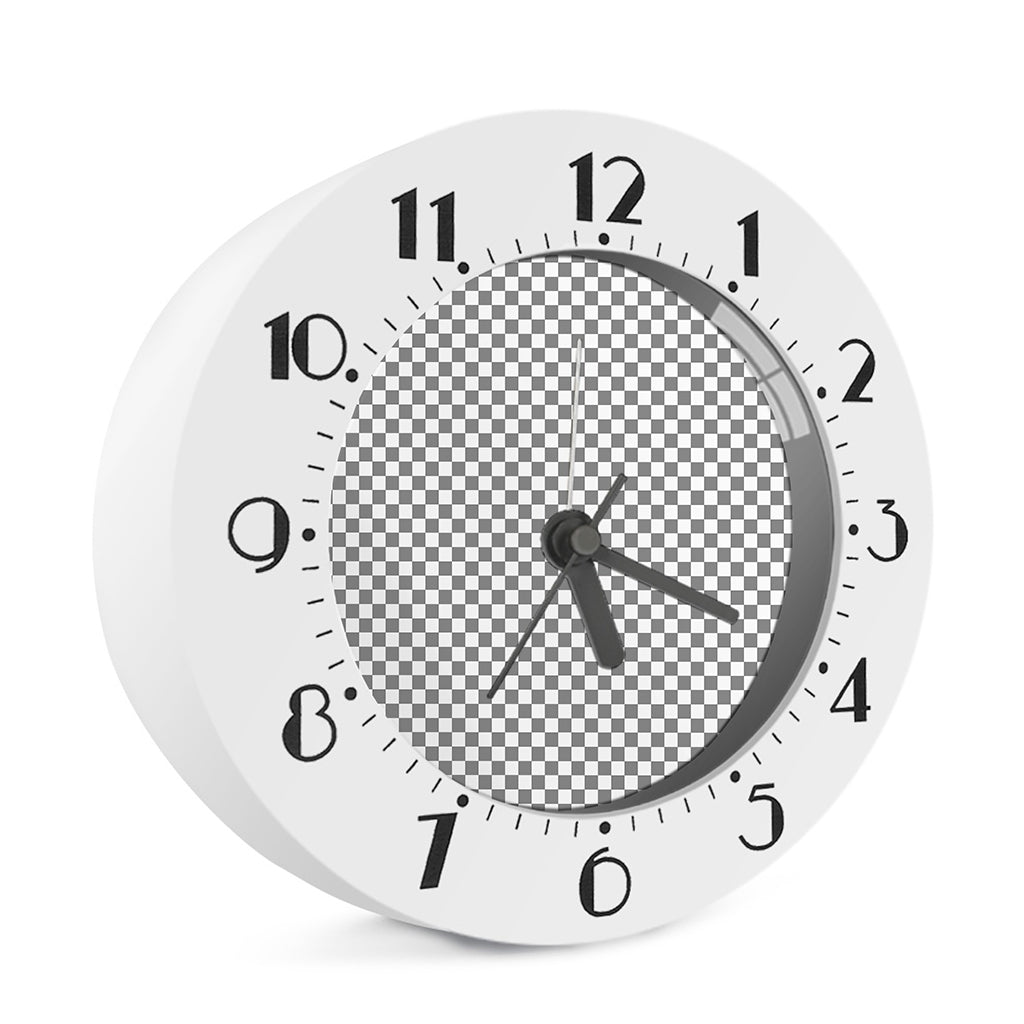 Grey And White Checkered Pattern Print Alarm Clock