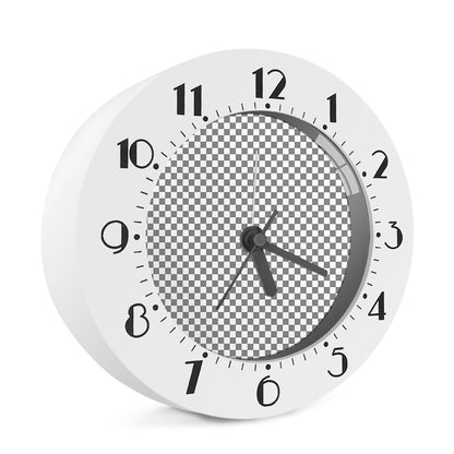 Grey And White Checkered Pattern Print Alarm Clock