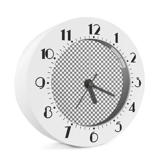 Grey And White Checkered Pattern Print Alarm Clock