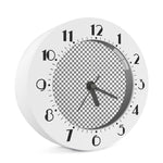 Grey And White Checkered Pattern Print Alarm Clock