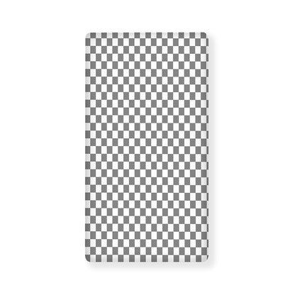 Grey And White Checkered Pattern Print Baby Crib Sheet