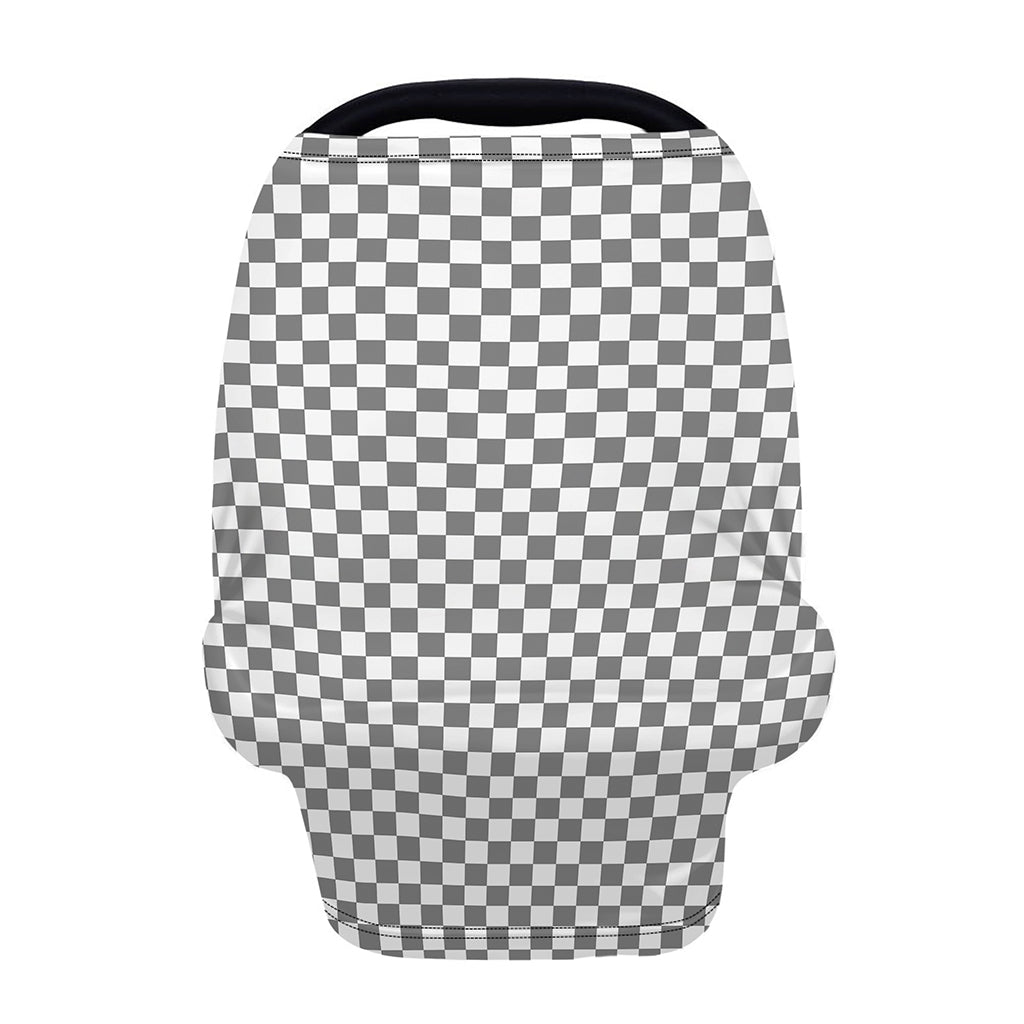 Grey And White Checkered Pattern Print Baby Seat Cover