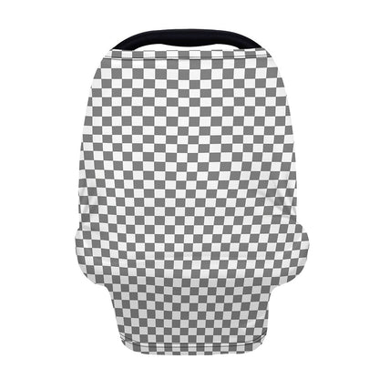 Grey And White Checkered Pattern Print Baby Seat Cover