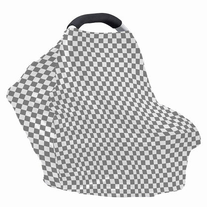 Grey And White Checkered Pattern Print Baby Seat Cover