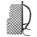 Grey And White Checkered Pattern Print Backpack