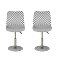 Grey And White Checkered Pattern Print Bar Stool Covers