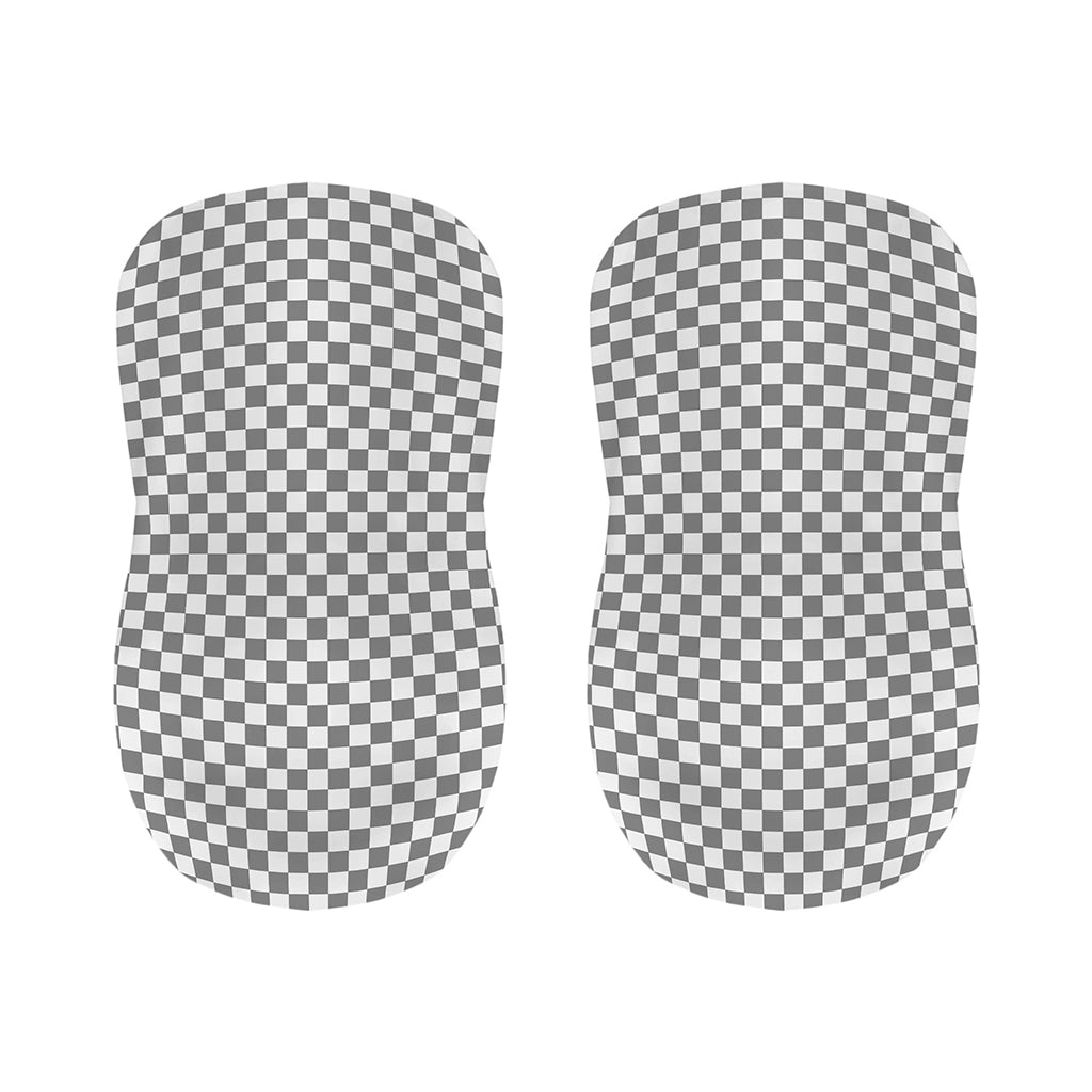 Grey And White Checkered Pattern Print Bar Stool Covers