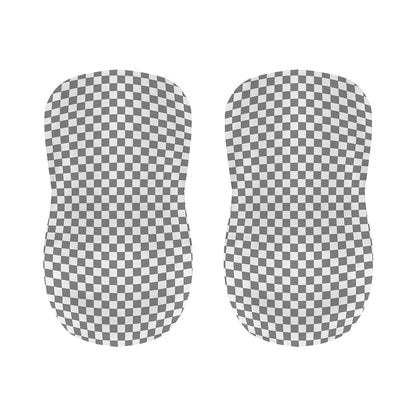 Grey And White Checkered Pattern Print Bar Stool Covers