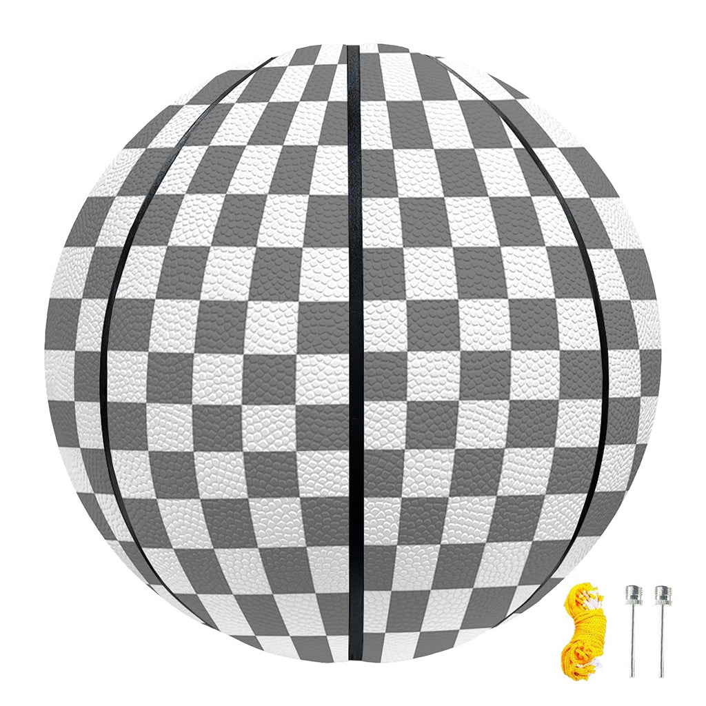 Grey And White Checkered Pattern Print Basketball
