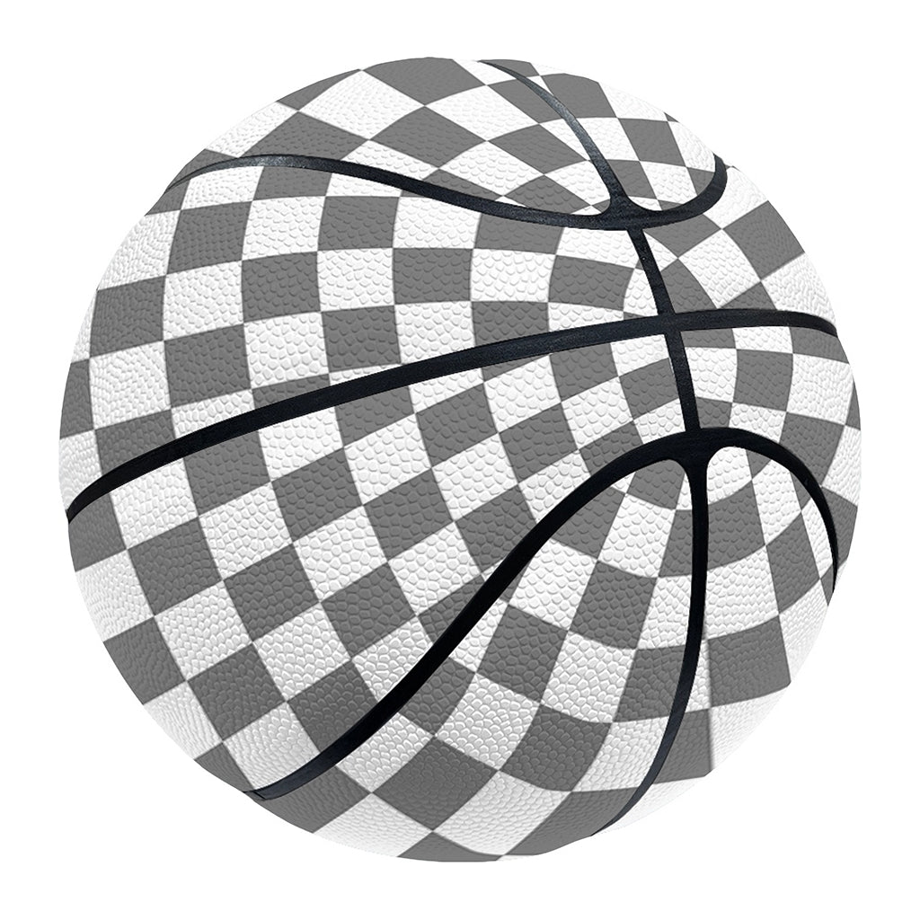 Grey And White Checkered Pattern Print Basketball