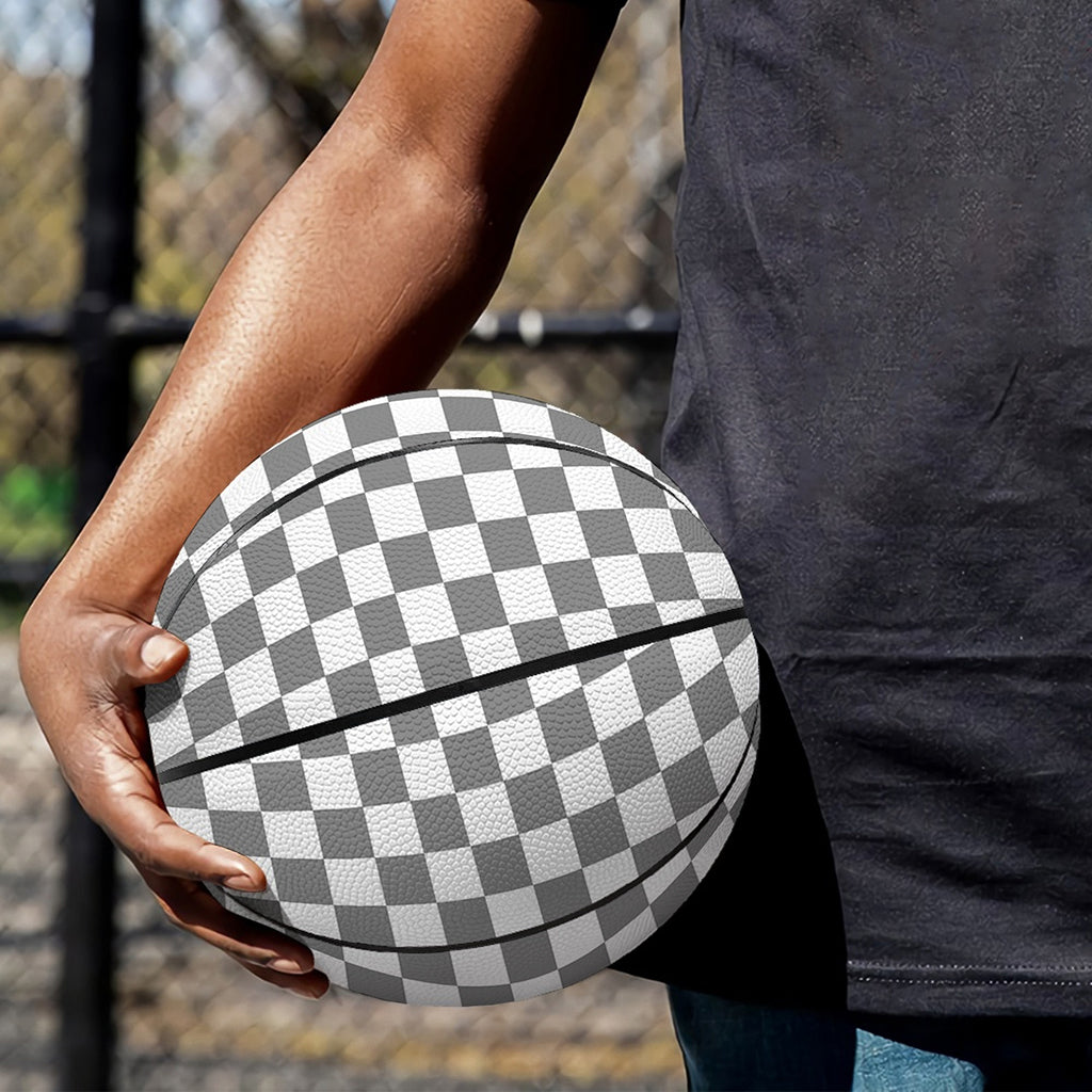 Grey And White Checkered Pattern Print Basketball