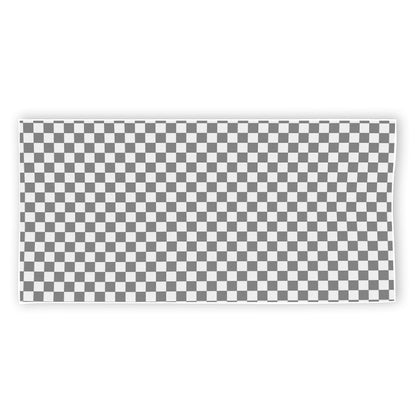 Grey And White Checkered Pattern Print Beach Towel