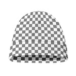 Grey And White Checkered Pattern Print Beanie