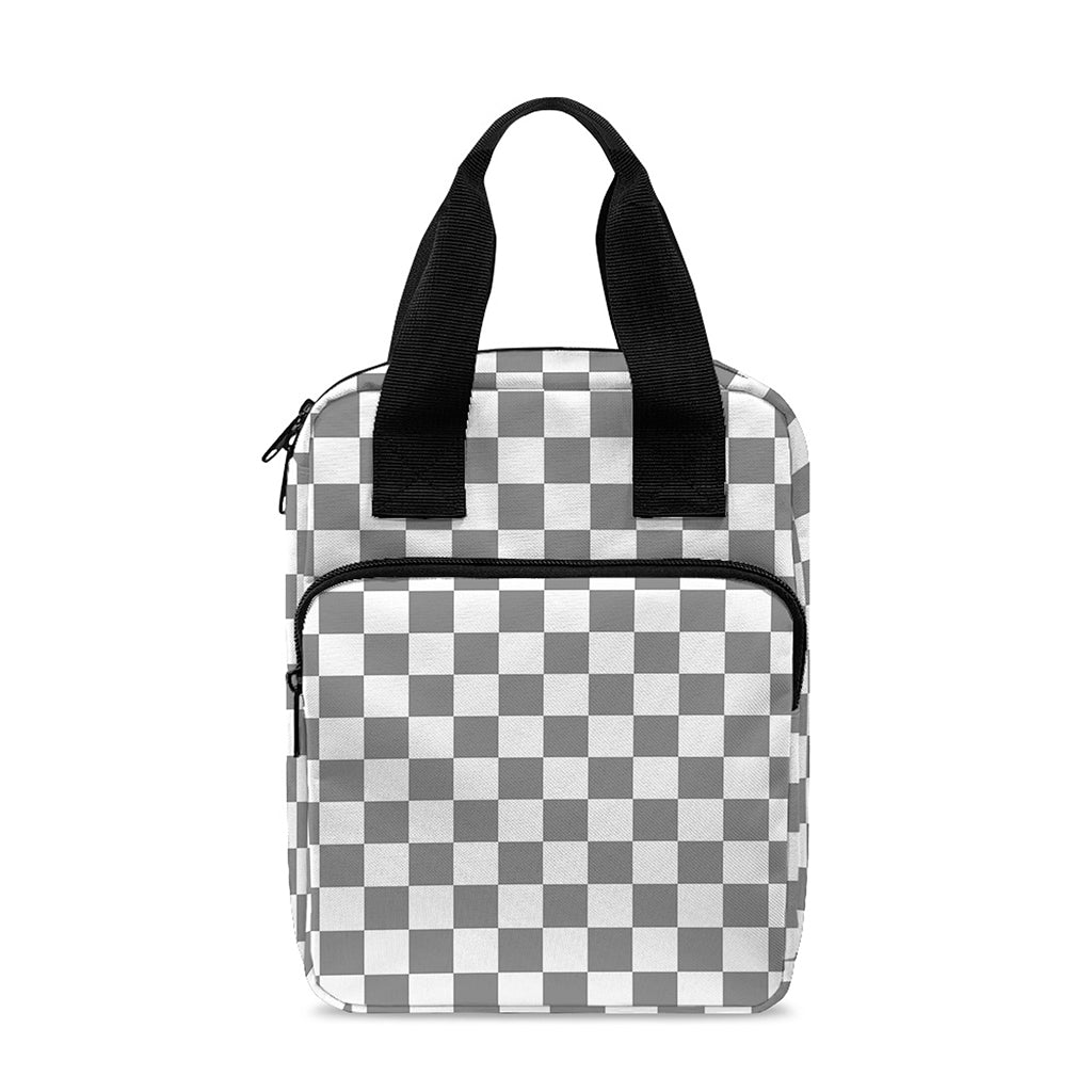 Grey And White Checkered Pattern Print Bible Tote Bag