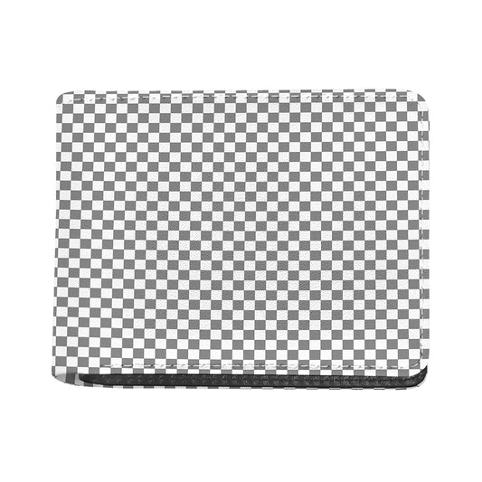 Grey And White Checkered Pattern Print Bifold Wallet
