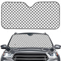 Grey And White Checkered Pattern Print Car Windshield Sun Shade