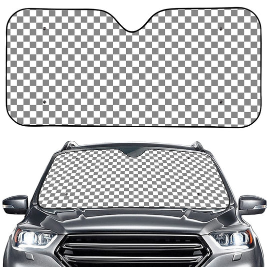 Grey And White Checkered Pattern Print Car Windshield Sun Shade
