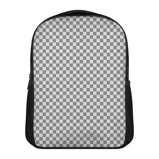 Grey And White Checkered Pattern Print Casual Backpack