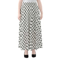Grey And White Checkered Pattern Print Chiffon Maxi Skirt