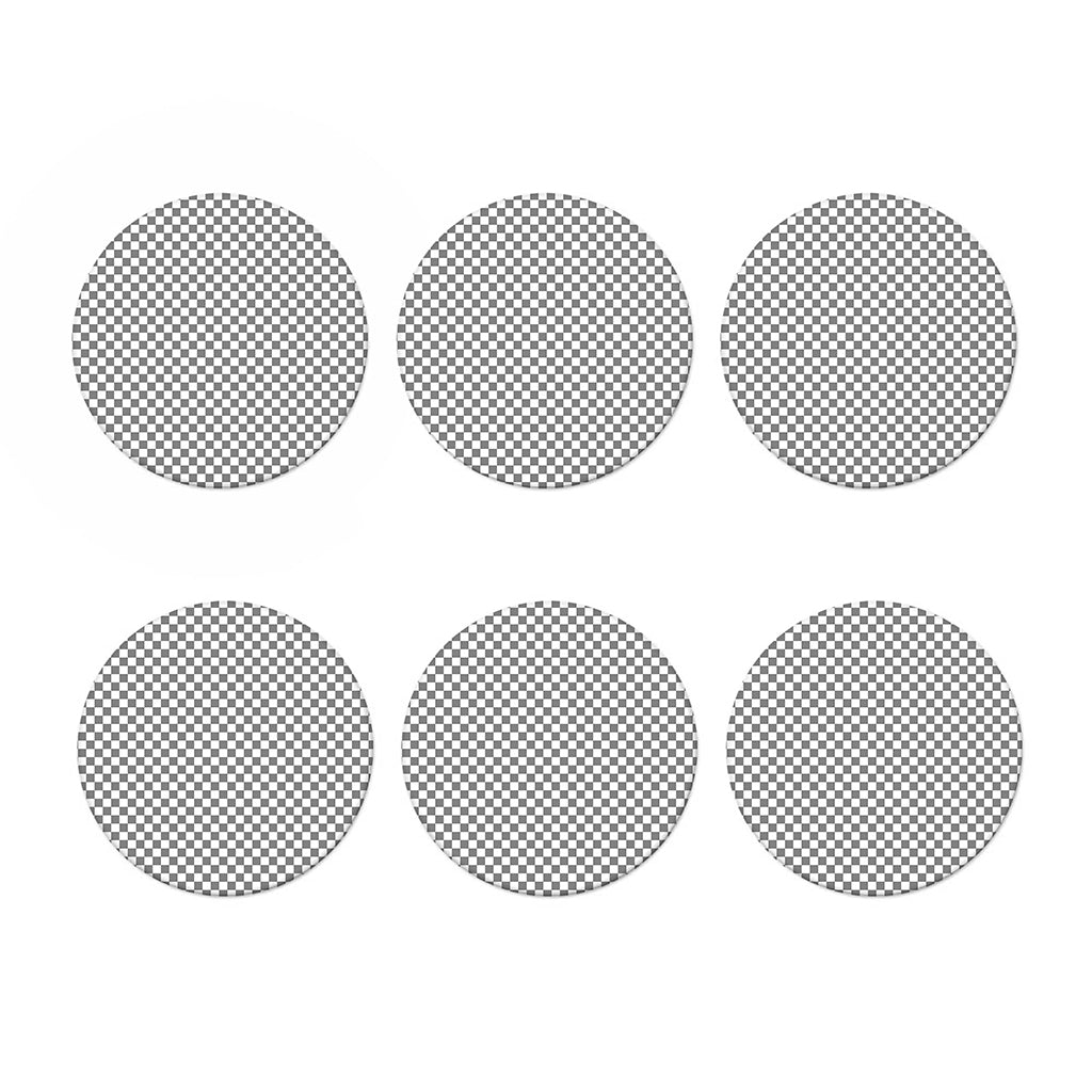 Grey And White Checkered Pattern Print Coaster Set