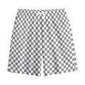 Grey And White Checkered Pattern Print Cotton Shorts