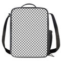 Grey And White Checkered Pattern Print Crossbody Lunch Bag