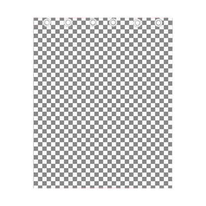 Grey And White Checkered Pattern Print Curtain
