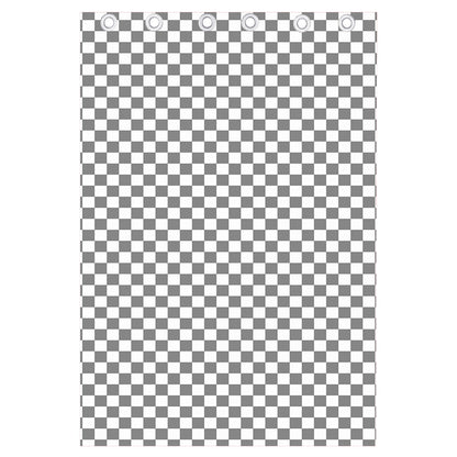 Grey And White Checkered Pattern Print Curtain