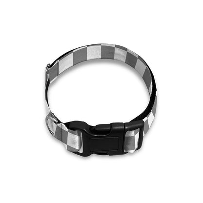 Grey And White Checkered Pattern Print Dog Collar