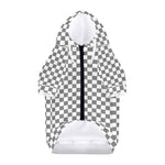 Grey And White Checkered Pattern Print Dog Zip Up Hoodie