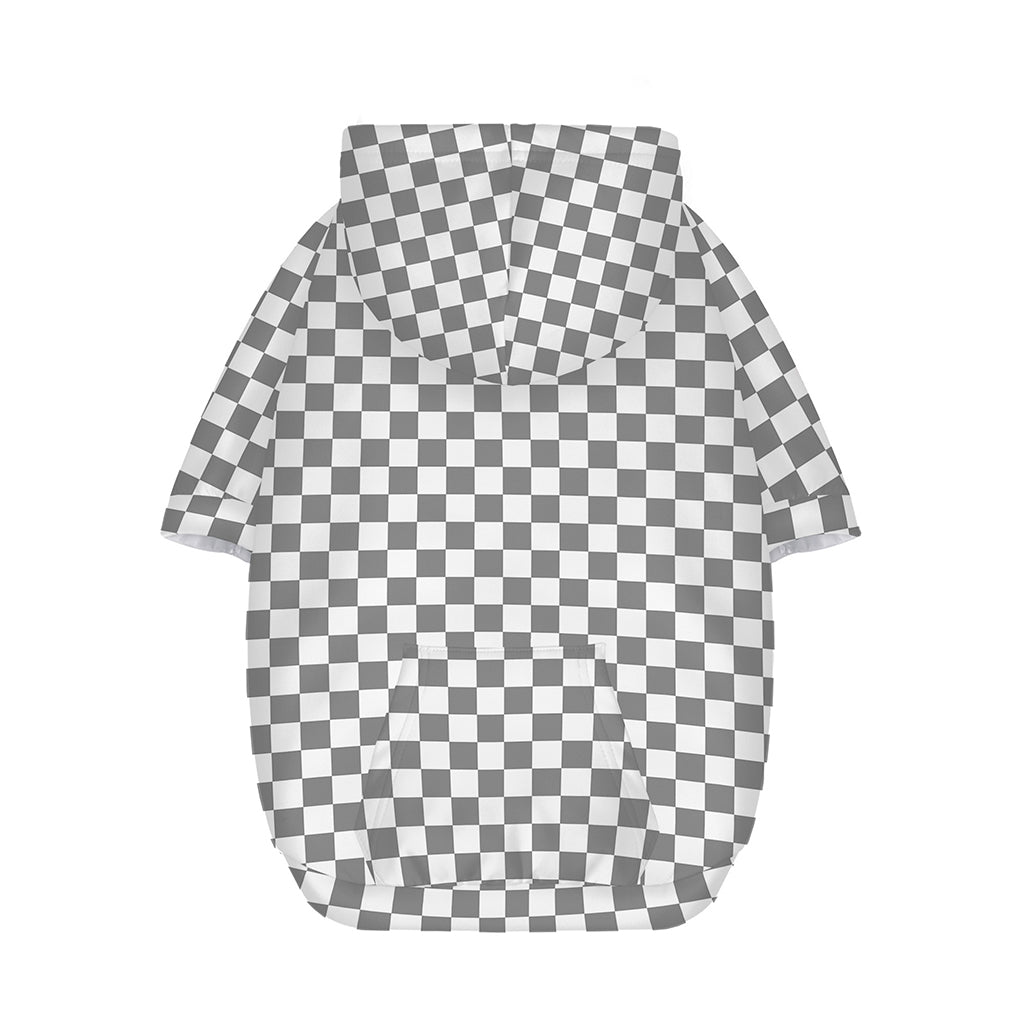 Grey And White Checkered Pattern Print Dog Zip Up Hoodie